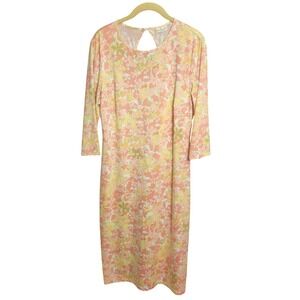 Eva Mendes NY & Co Womens Pink Floral 3/4 Sleeve Sheath Dress,  12